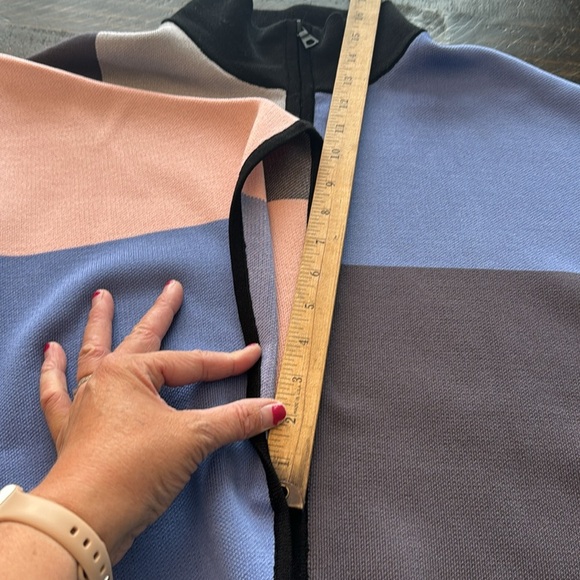Anne Klein Women's Color Block Zip Front Cape Cardigan poncho double zipper L - Picture 14 of 15